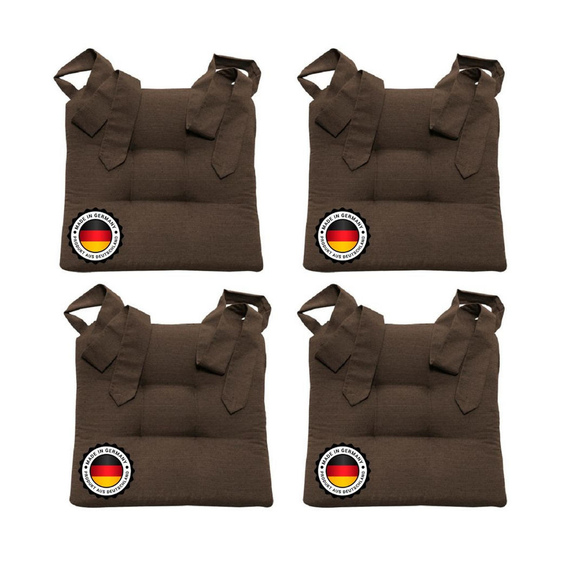 STUHLKISSEN mit Schleifenband 4er Set - Braun, Textil (46/42/7cm) - Bonvionn