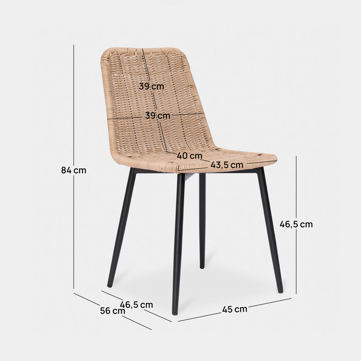 GARTENSTUHL Noah Natürlich 45 cm x 84 cm - Naturfarben, Kunststoff (45/84/56cm) - Klast Home