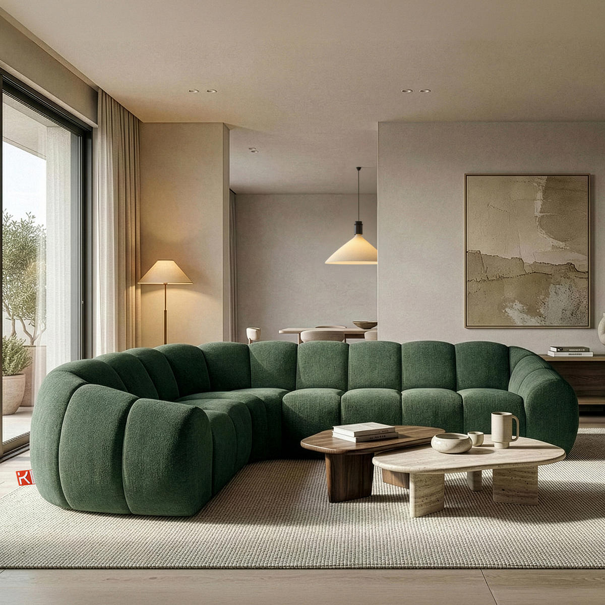 ECKSOFA LINKS FLAVA, Dunkelgrün - Dunkelgrün, Holz/Holzwerkstoff (310/230cm) - KONSIMO®