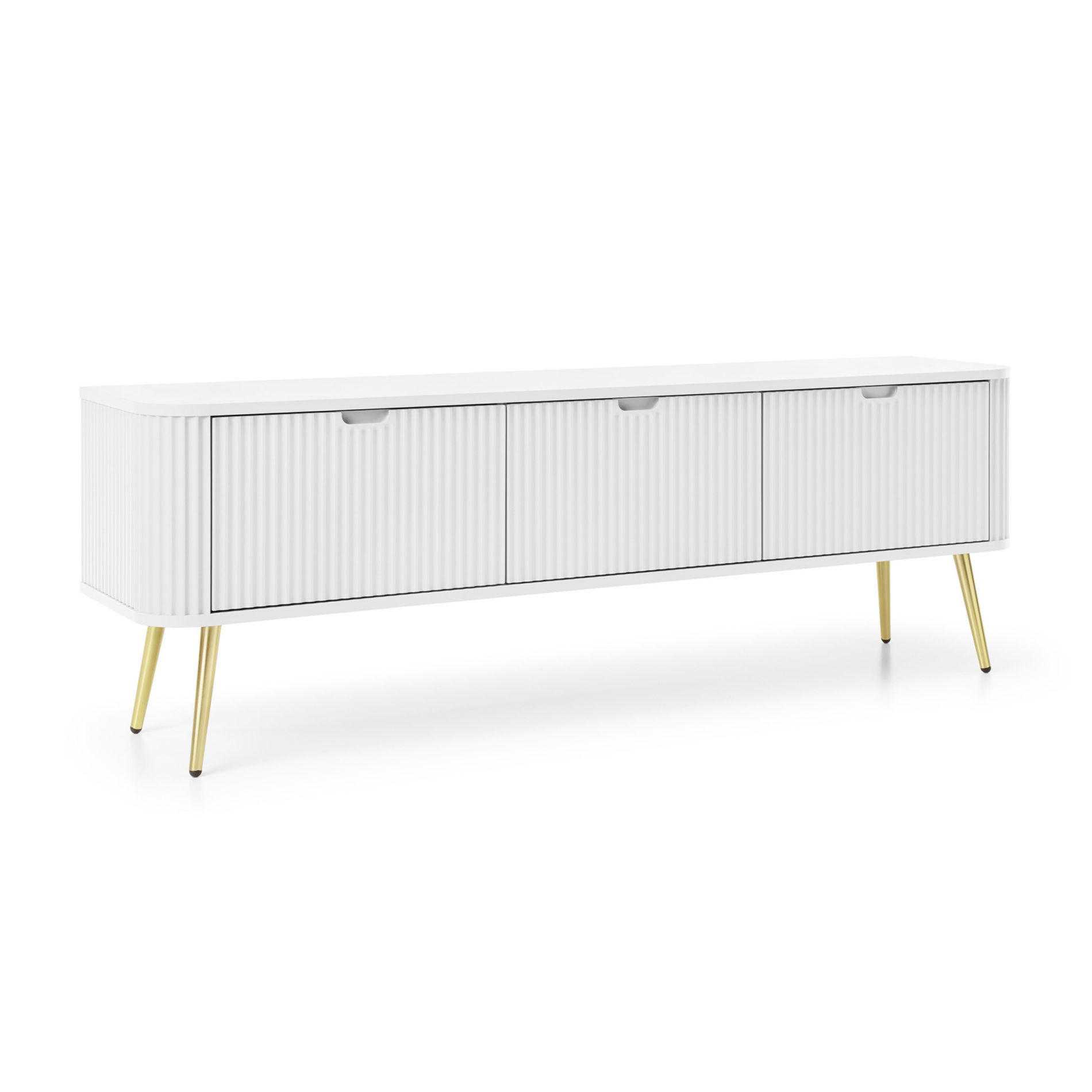 TV-SCHRANK Zova Weiß mit goldenen Beinen 168 cm - Goldfarben/Weiß, Holzwerkstoff/Metall (168/56/39cm) - Selsey