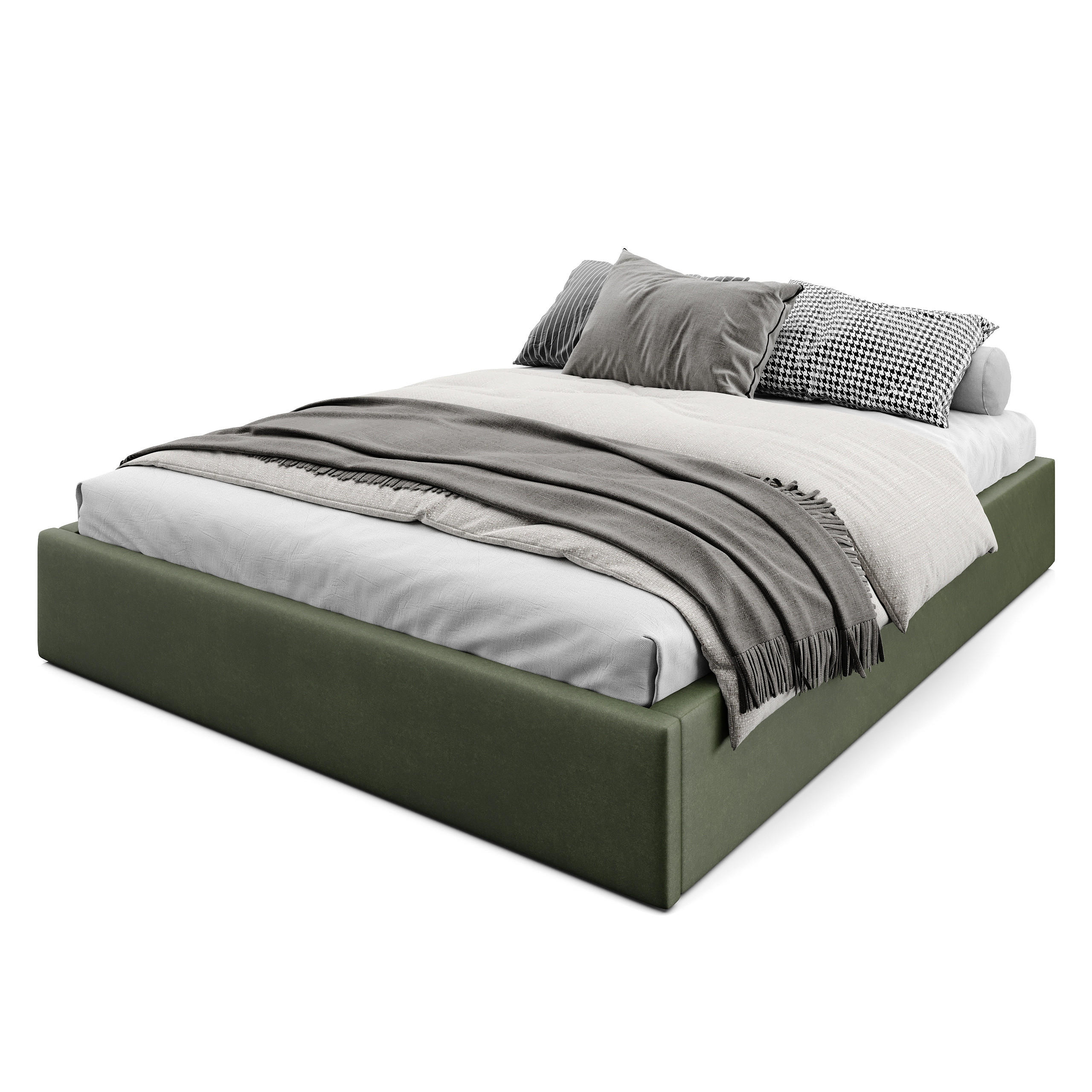POLSTERBETT 160x200cm Bett mit Stauraum Lattenrost Khaki - Olivgrün, Holz/Holzwerkstoff (160/200cm) - Muralo