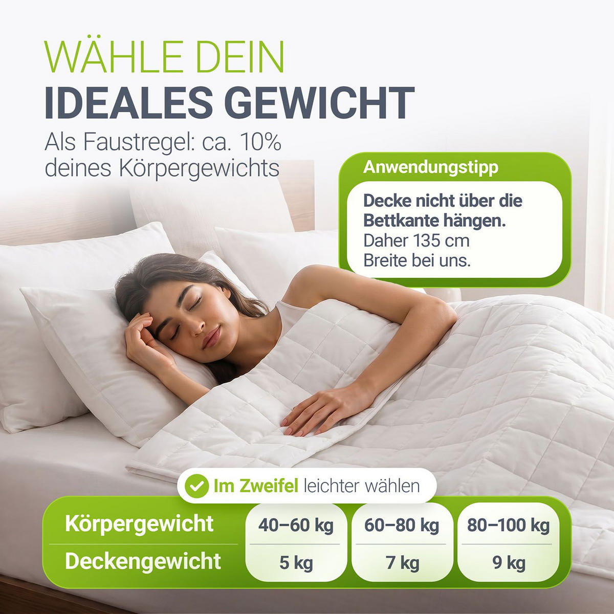 GEWICHTSDECKE Anti Stress Bettdecke 135x200 cm 7 kg - Weiß, Textil (135/200cm) - Juskys