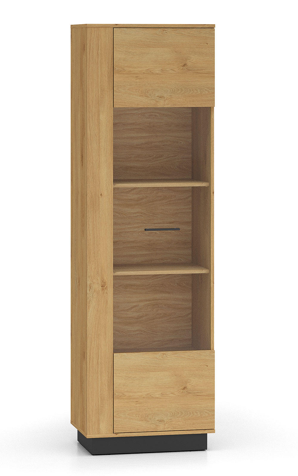 VITRINE Modesto Eiche Style hell / Schwarz 60 / 40 / 196 cm - Hellbraun/Eichefarben, Holz/Holzwerkstoff (60/196/40cm) - Feldmann-Wohnen