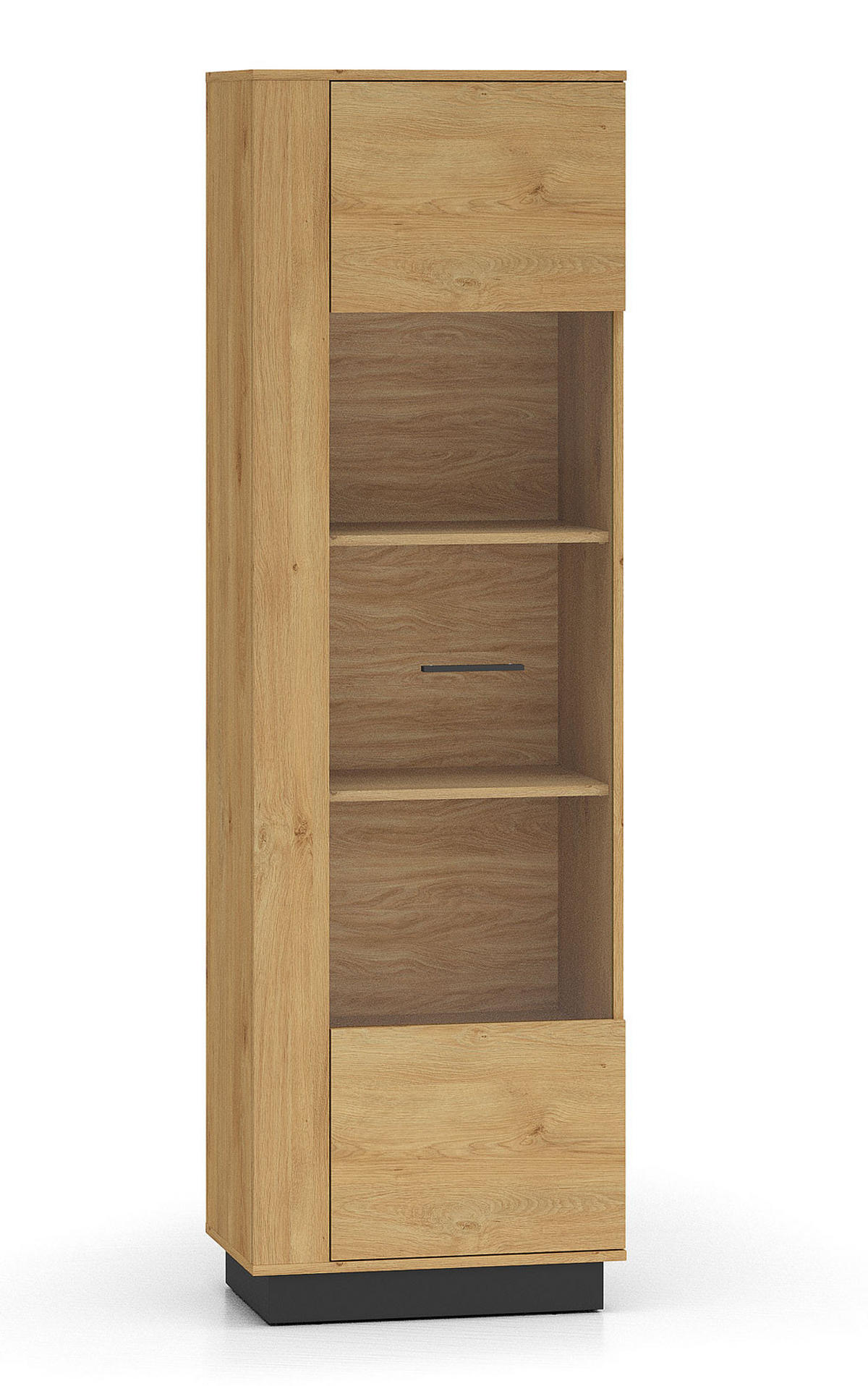 VITRINE Modesto Eiche Style hell / Schwarz 60 / 40 / 196 cm - Hellbraun/Eichefarben, Holz/Holzwerkstoff (60/196/40cm) - Feldmann-Wohnen