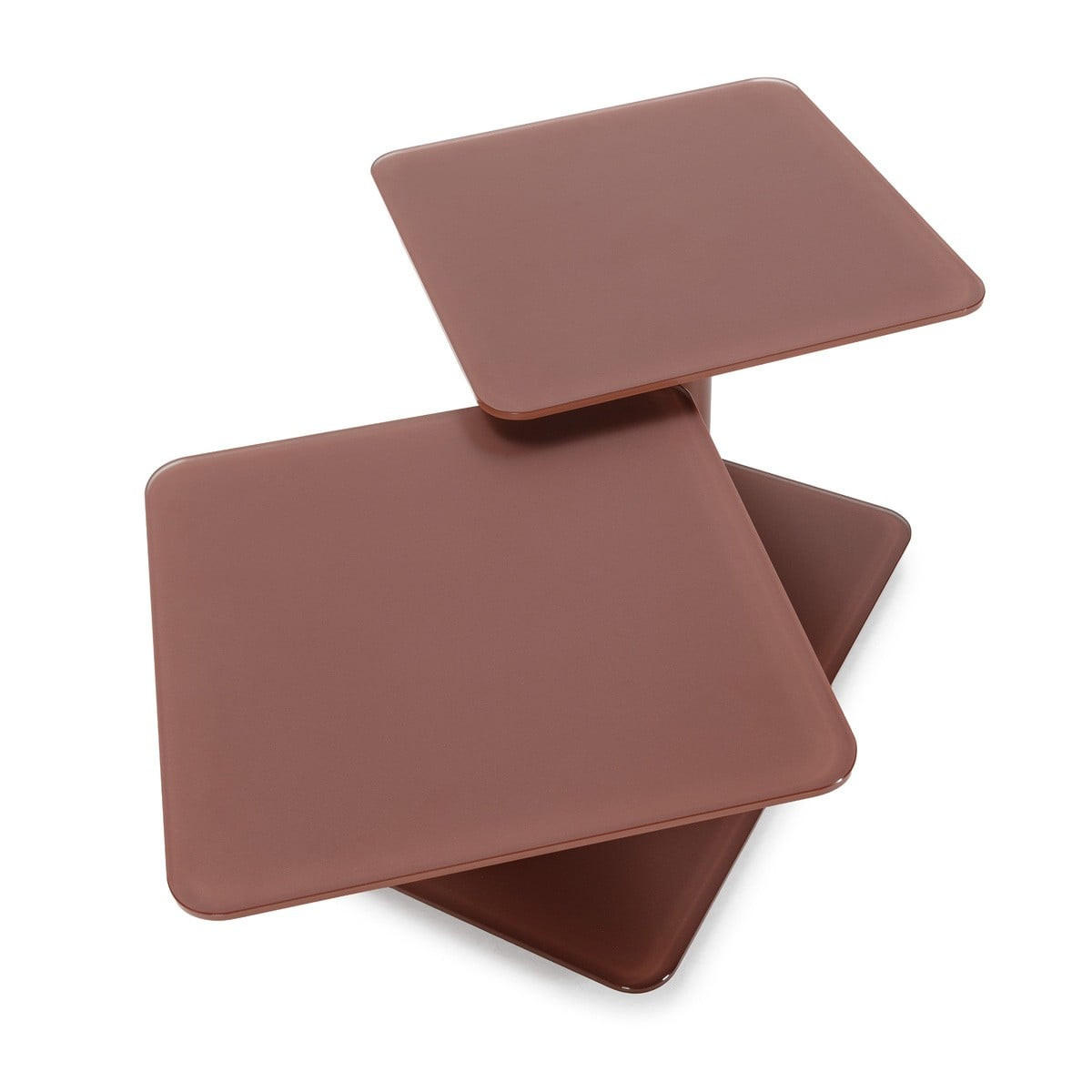 COUCHTISCH mit quadratischen Glasplatten 54/42,8/114,6 cm - Terracotta, Glas (66.5/54/42.8cm) - Calicosy