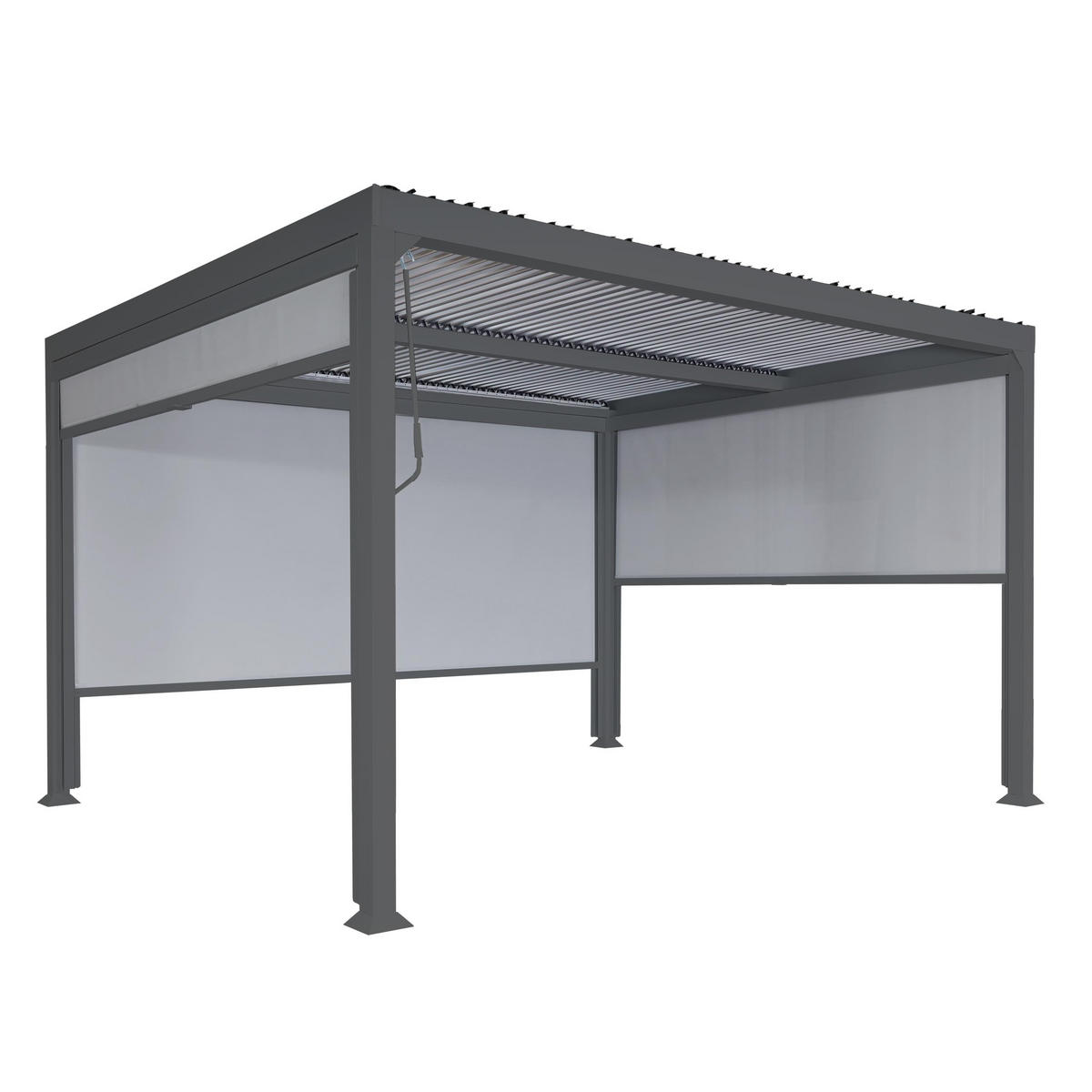 ALU PERGOLA MIT SEITENWAND Anthrazit - Anthrazit, Metall (306/224/306cm) - MCW