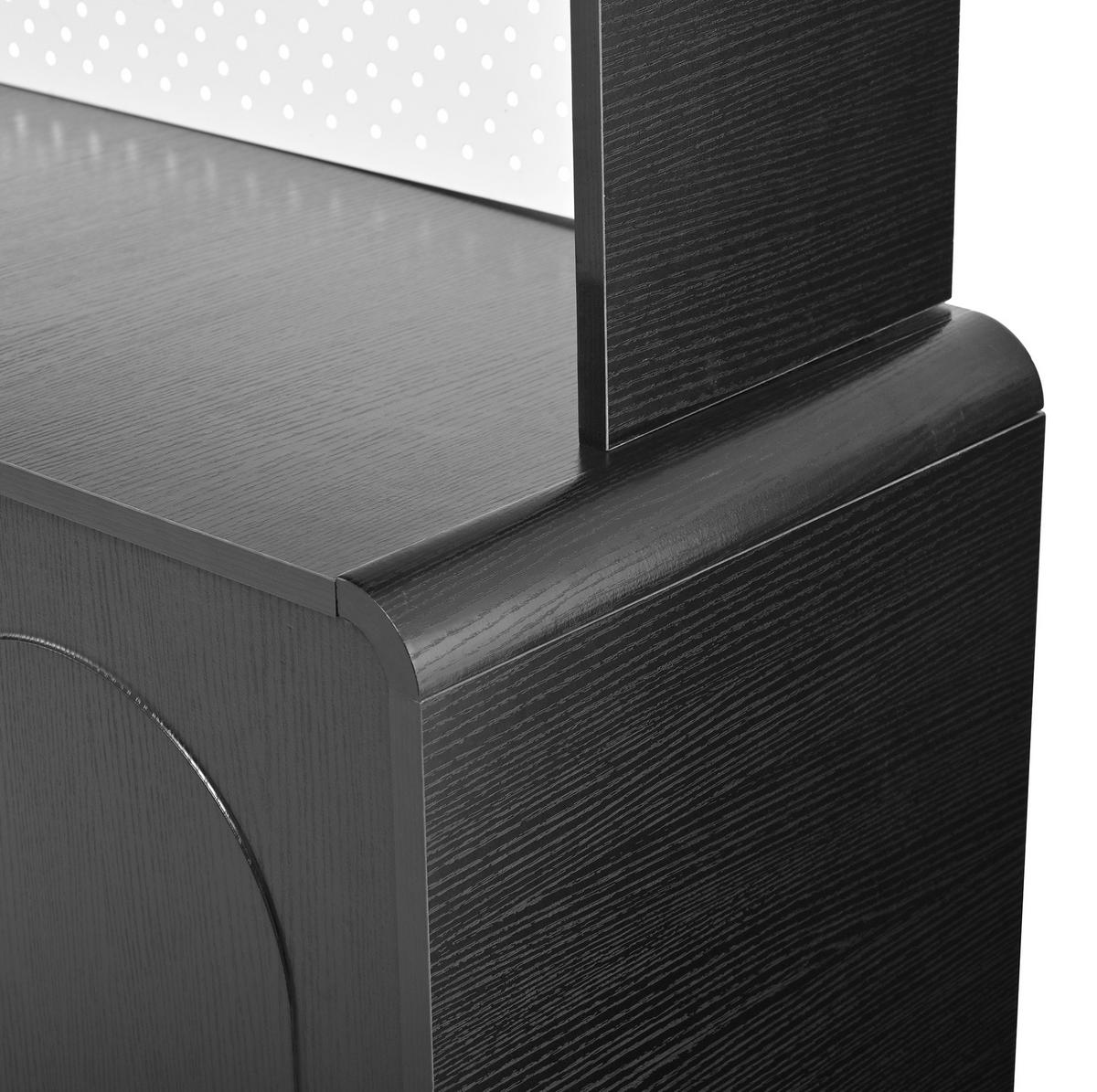BUFFET 120x40x190 cm Schwarz mit Fluted Glas & Lochplatte - Schwarz, Holzwerkstoff (120/190/40cm) - Modfu
