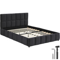 POLSTERBETT Shirley, Belastbarkeit 250 kg, Samtoptik schwarz - Schwarz/Samtahornfarben, Holz (140/200cm) - tectake