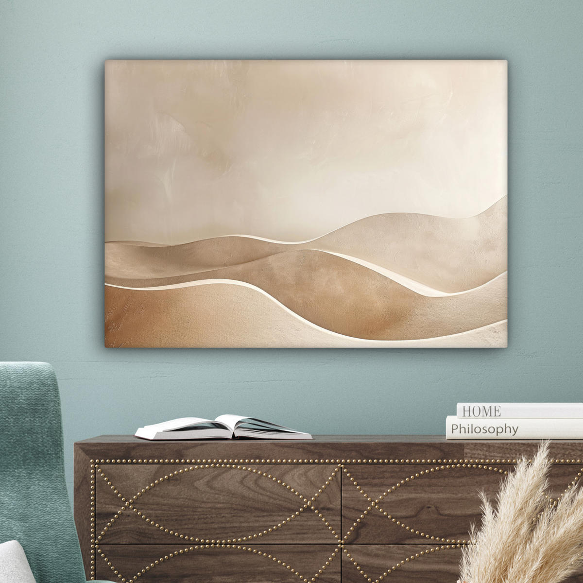 LEINWANDBILD Beige - Natur - Abstrakt - Modern Wandbilder 80x60 cm - Beige, Textil (80/60cm) - MuchoWow