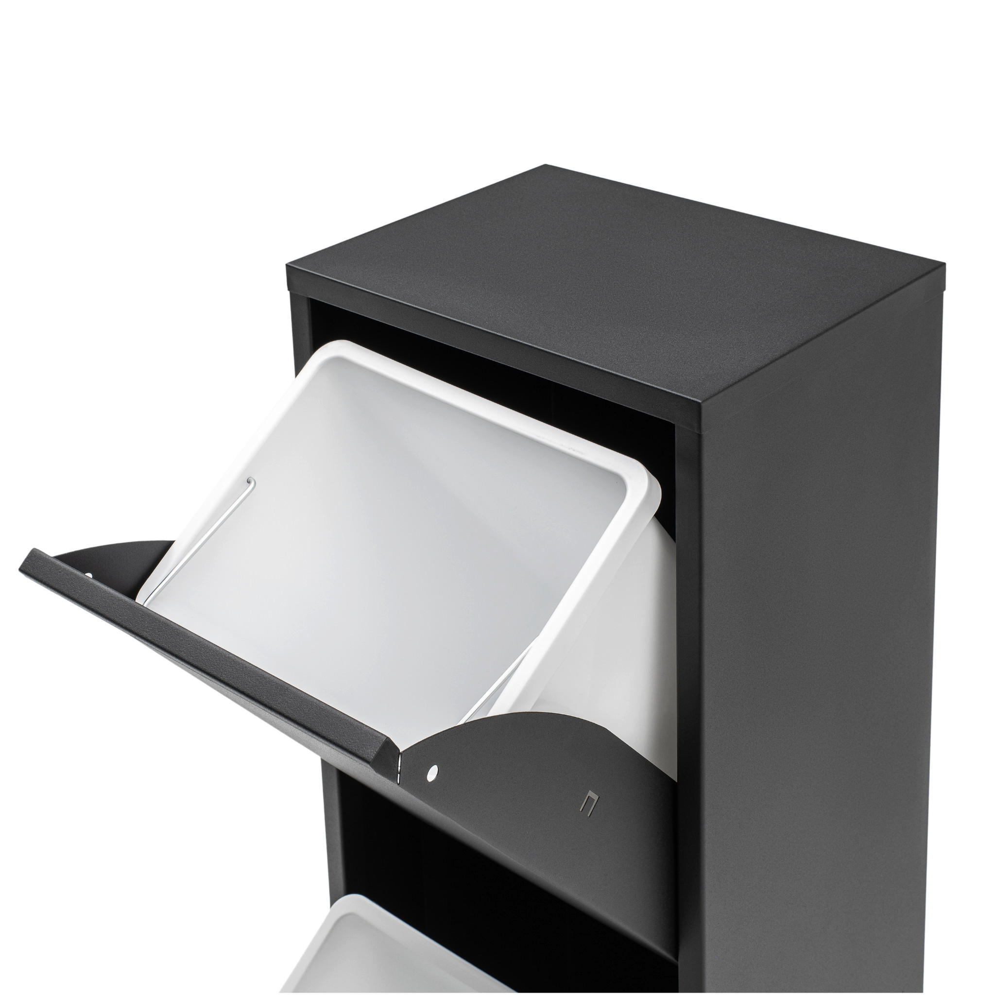 MÜLLEIMER 2 Fach Schwarz Mülltrennsystem aus Metall - Schwarz, Metall (33/92/25cm) - Gowoll