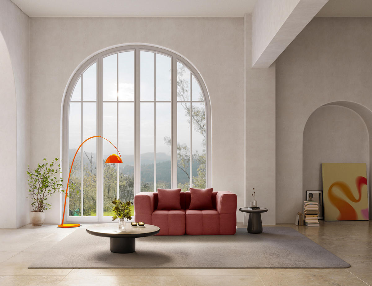 2-SITZER-SOFA Bouclé-Stoff Terrakotta-Rot - Terracotta, Textil (180/73/95cm) - MILYsofa