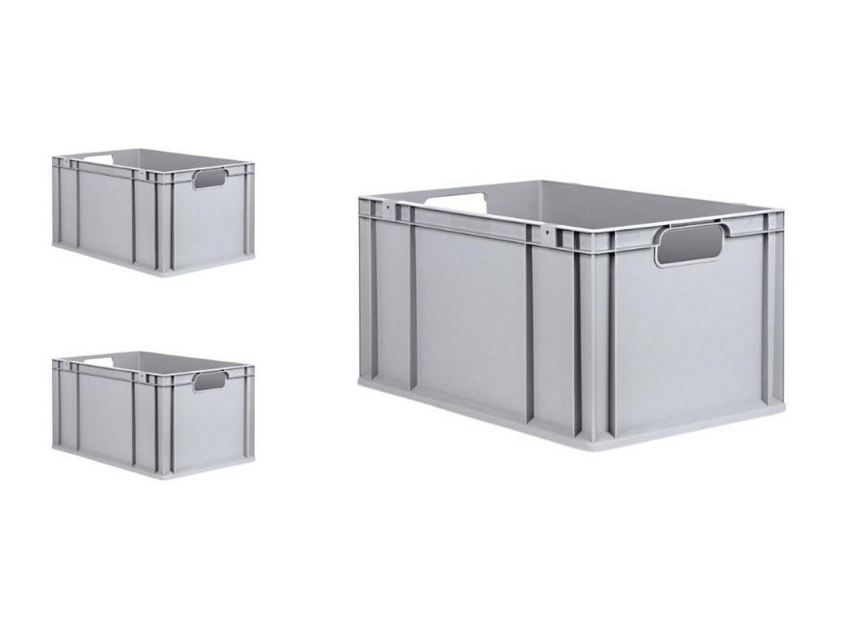 EUROBOX 3x Nextgen Economy Griffe Offen 32x40x60cm 65 Liter - Grau, Kunststoff (40/32/60cm) - PROREGAL