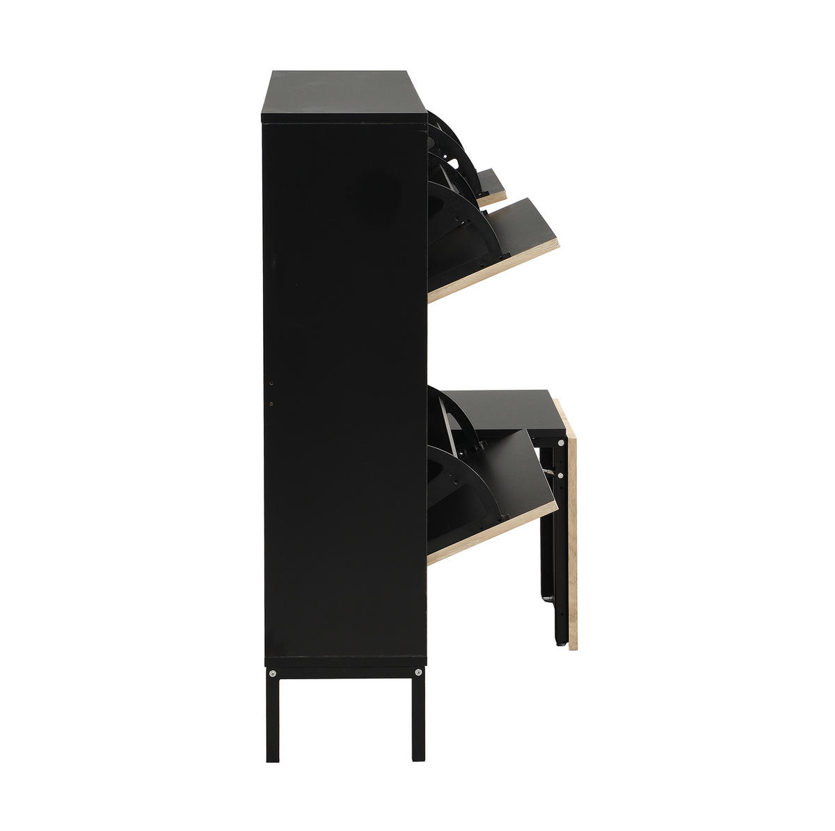 SCHUHSCHRANK aus MDF 100x25x100cm in Natur mit ausziehbarer Sitzbank - Naturfarben, Holzwerkstoff (100/100/25cm) - Modfu