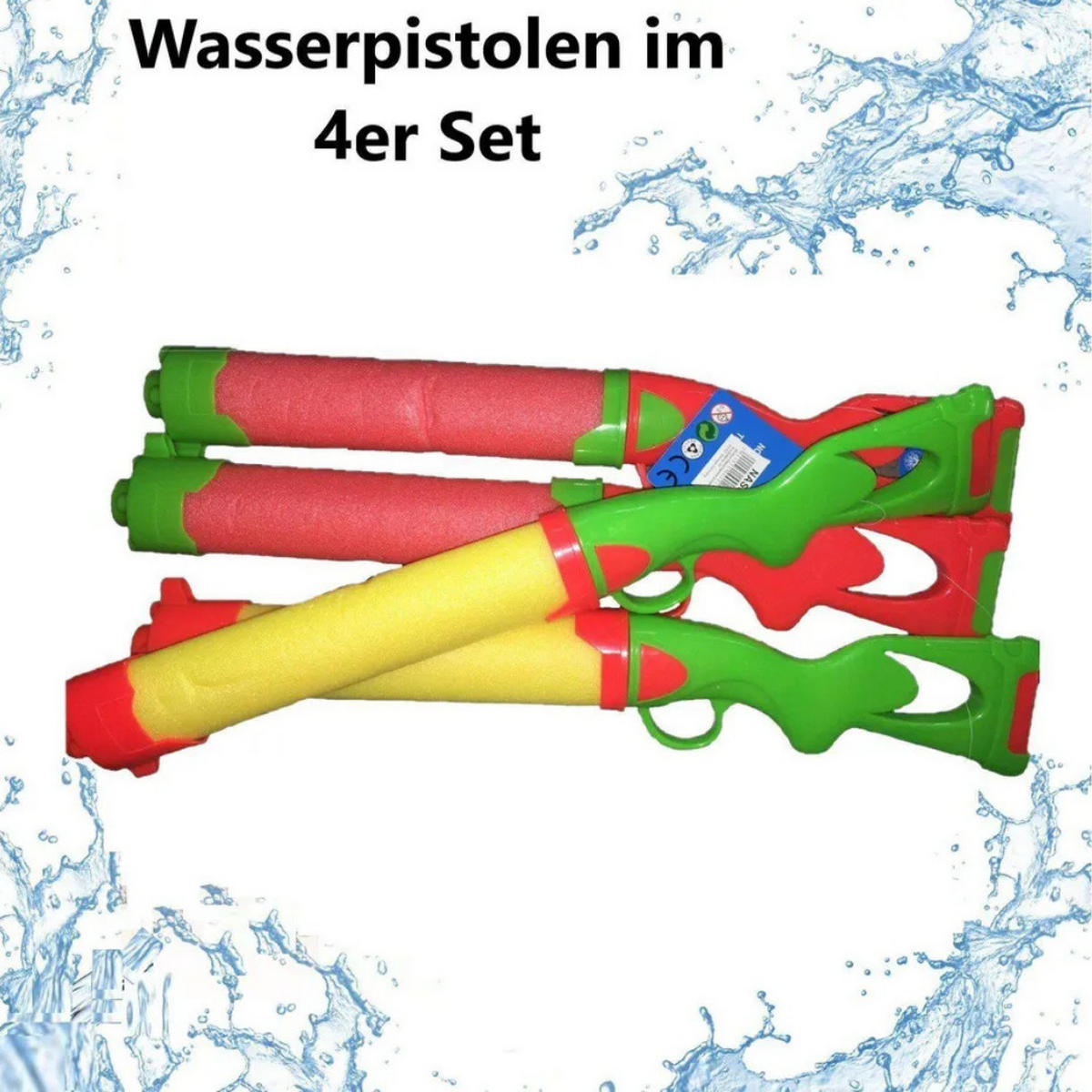 WASSERPISTOLE XXL 4er Set 65 cm Bunt, Wasserblaster, Wasserspielzeug, Poolspielzeug, Strandspielzeug, Gartenspielzeug, Outdoor Spielzeug, Sommer - Gelb/Rot, Kunststoff (70/35/10cm) - Sena