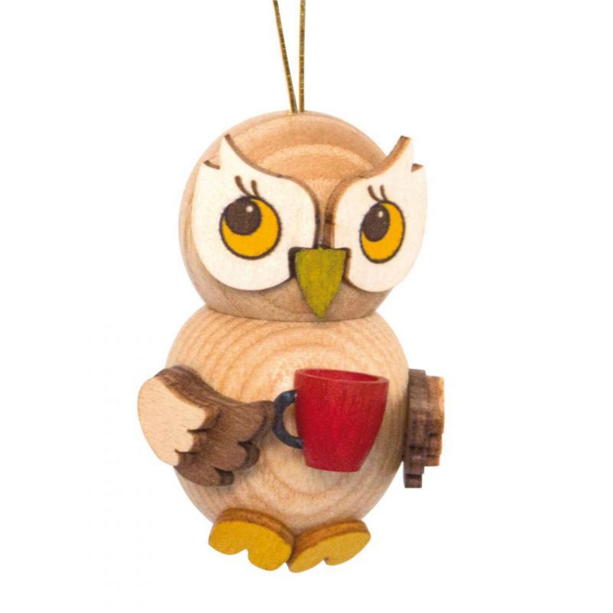 HOLZFIGUR Eulenkind mit Tasse 4 cm - Multicolor, Holz (3/4/3cm)