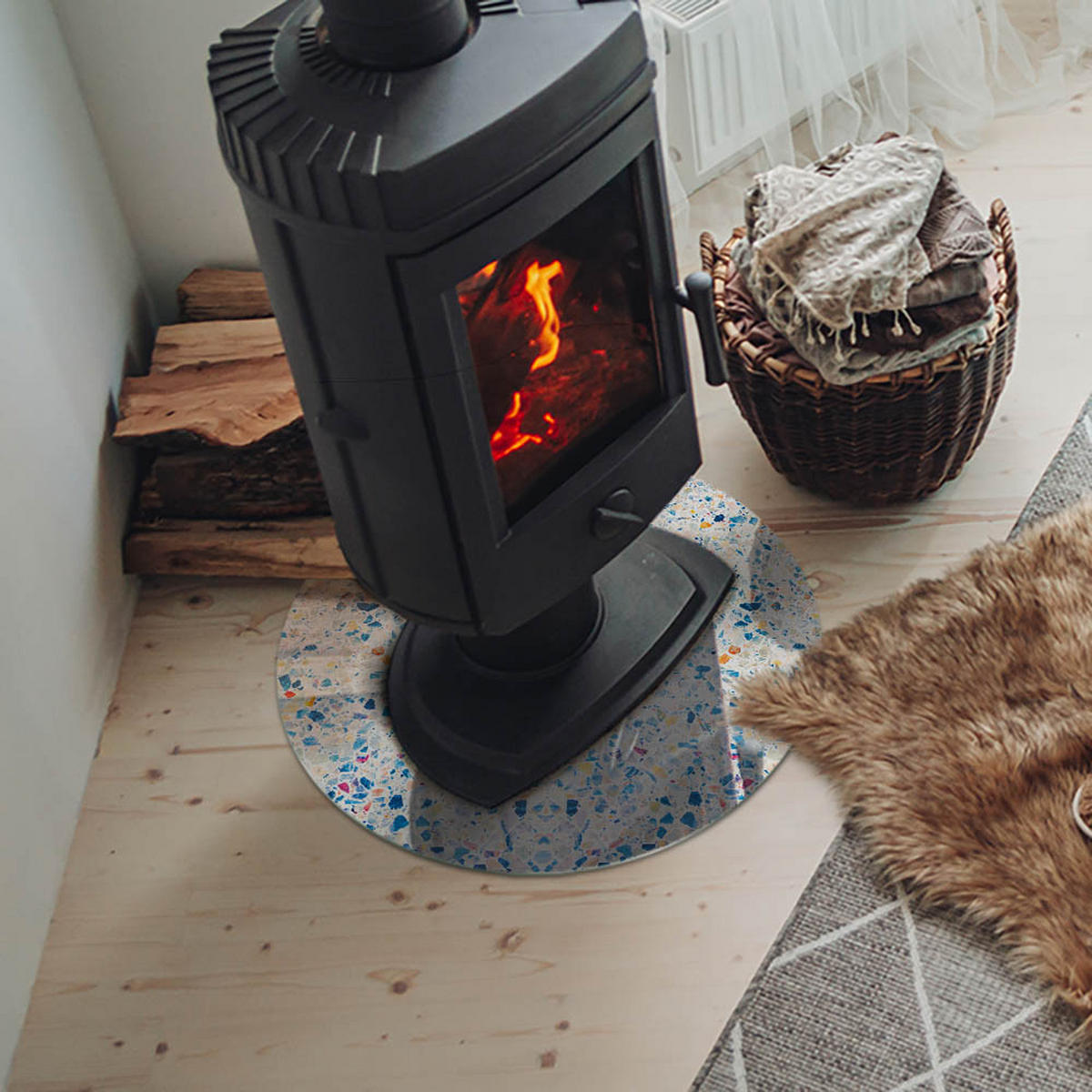 GLASPLATTE für Kamin Ø 50 cm Weiß - Weiß, Glas (50/50/0.4cm) - ArtPrintCave