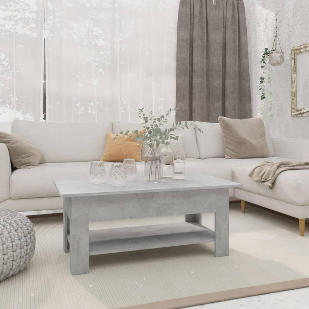 COUCHTISCH Betongrau 102x55x42 cm Holzwerkstoff - Grau, Holzwerkstoff (102/55/42cm) - furnicato
