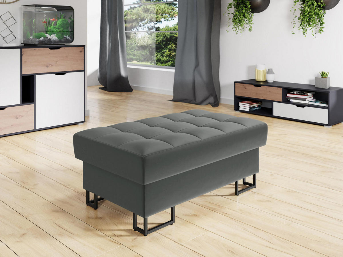 POLSTERHOCKER Laris - Greige/Schwarz, Holz/Textil (106/44/67cm) - MIRJAN24