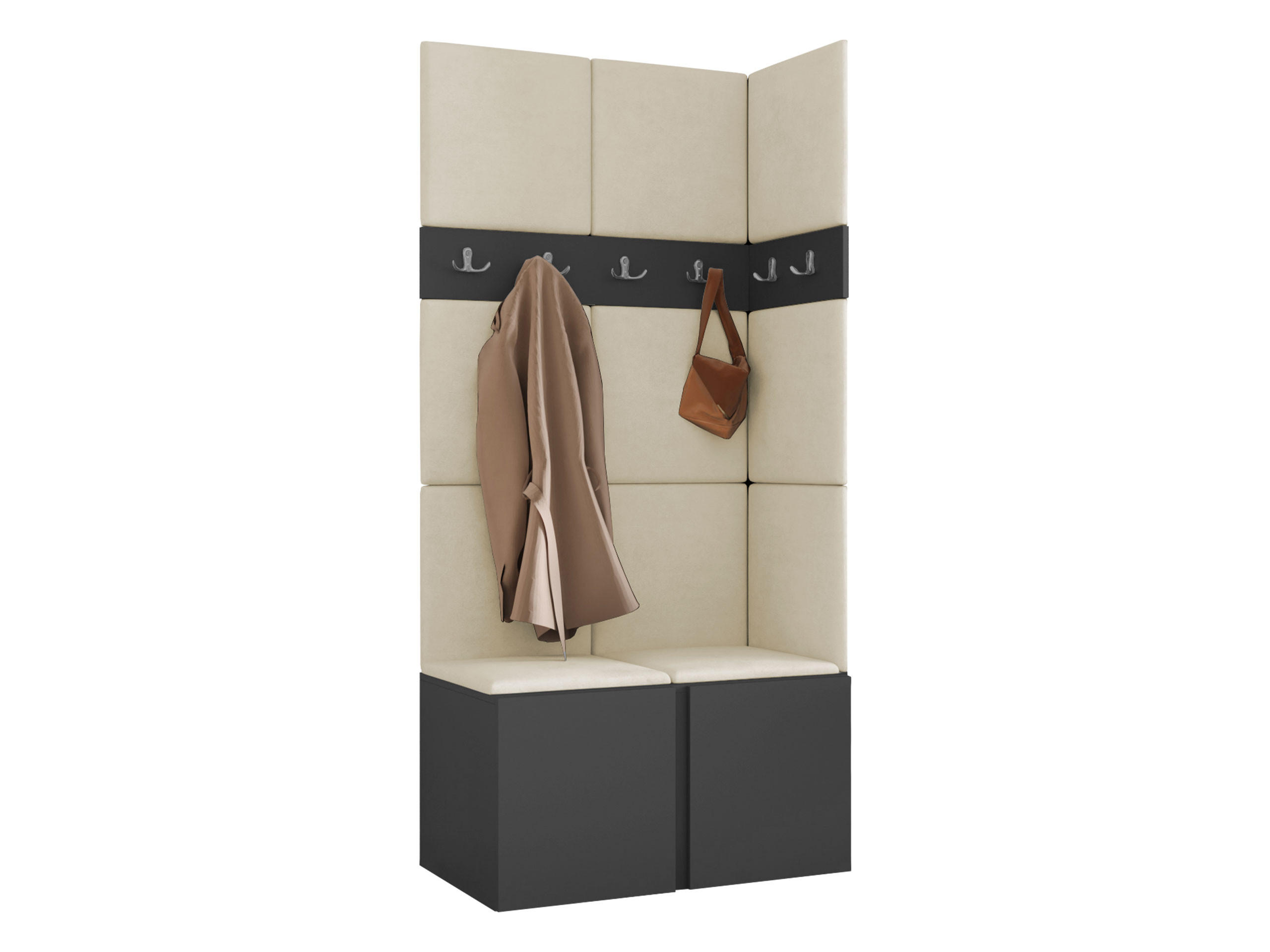 MOBILIER PENTRU HOL Orion I - bej/grafit, material plastic/compozit lemnos (84/186/46cm) - MIRJAN24