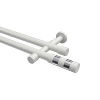 GARDINENSTANGEN-SET Prestige Mavell 360 cm (geteilt in 2 x 180 cm), 2-läufig (ohne Ringe), 20 mm Ø Weiß - Chromfarben/Weiß, Metall (360cm) - INTERDECO