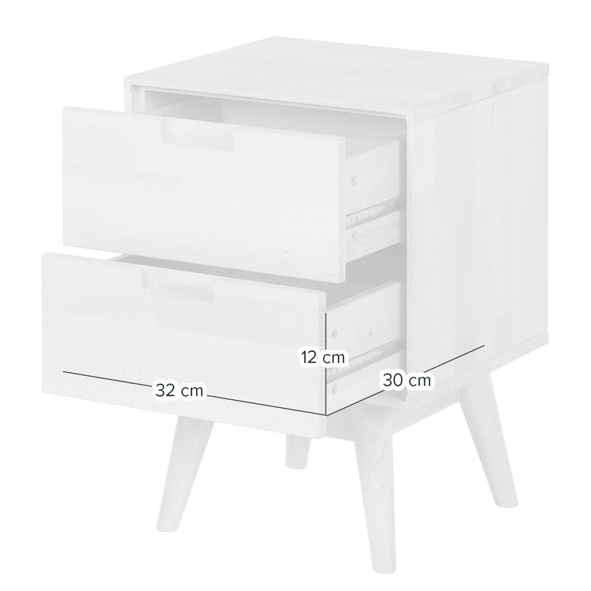 NACHTKOMMODE - Buche massiv - Buchefarben, Holz/Buchenholz (40/56/35cm) - home24