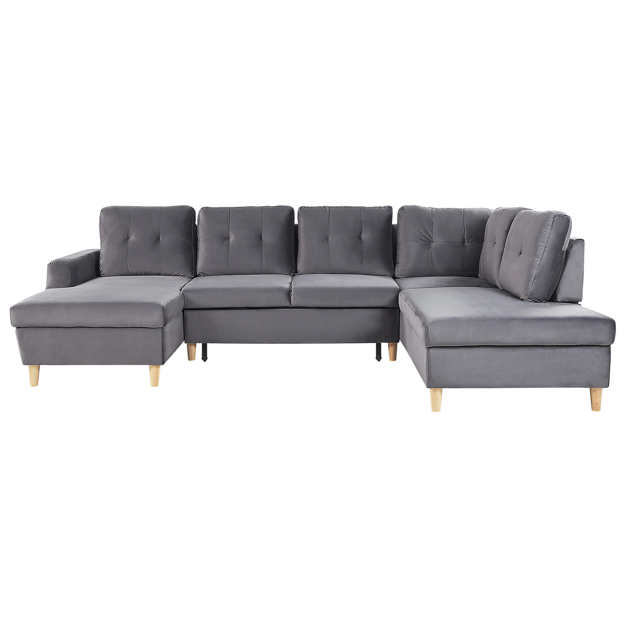 SCHLAFSOFA U-förmig Samtstoff Grau Lerum - Grau, Textil (286/92/192cm) - Beliani