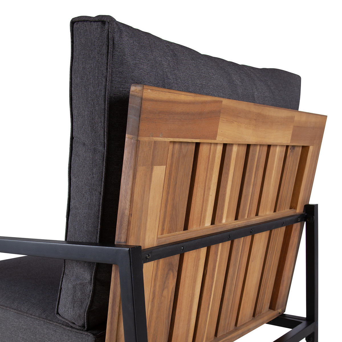 LOUNGEECKE - Polyester / Akazie massiv - Grau / Braun - Braun/Grau, Holz/Textil (68/79/82cm) - home24