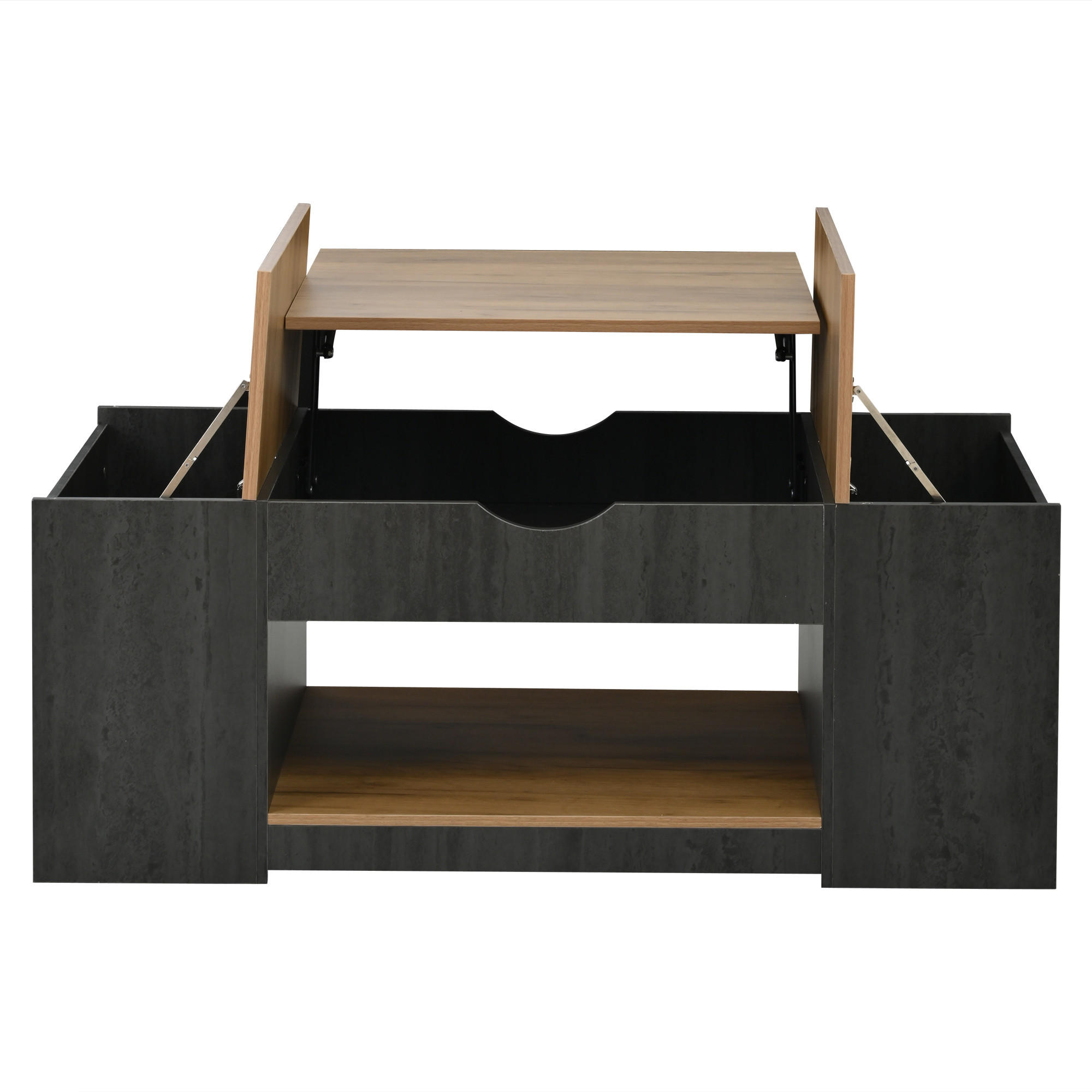 COUCHTISCH 109,5/59,7/43 cm grau braun aus Holzwerkstoff mit Liftfunktion und Stauraum - Grau, Holzwerkstoff (109.5/59.7/43cm) - OKWISH