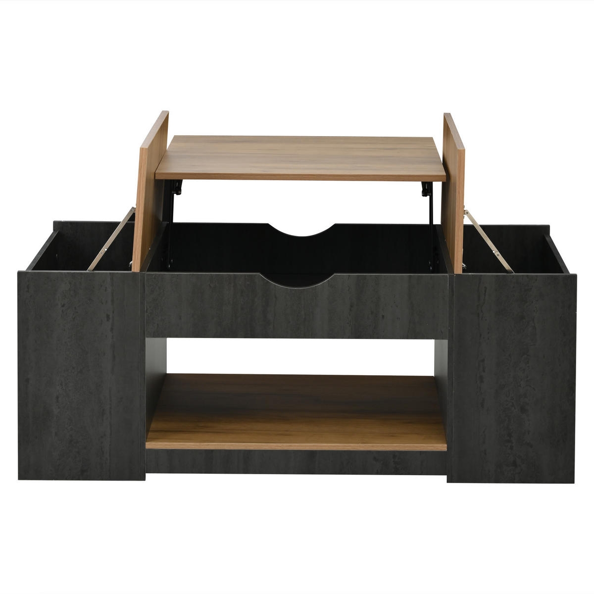 COUCHTISCH, höhenverstellbar mit Stauraum, MDF-Holzmaserung, grauer Korpus, 109,5/59,7/43 cm,Grau - Grau, Holzwerkstoff (59.7/109.5/57.4cm) - Redom