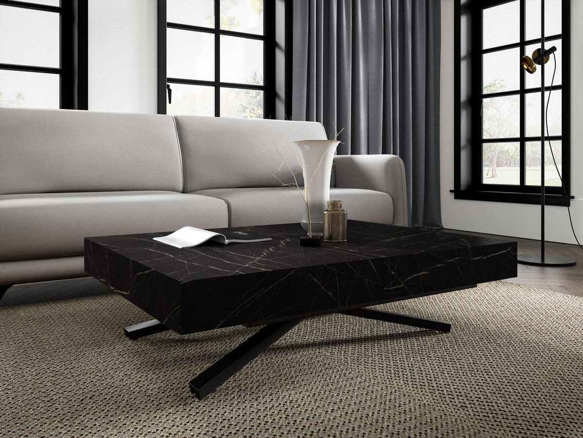 COUCHTISCH SANNA X - Schwarz, Holzwerkstoff/Metall (80/120/27cm) - Meblini