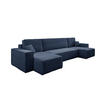 WOHNLANDSCHAFT Hugo U-Form Cordstoff mit Schlaffunktion und Bettkasten - Dunkelblau, Textil (312/83/142cm) - VENASI MÖBEL