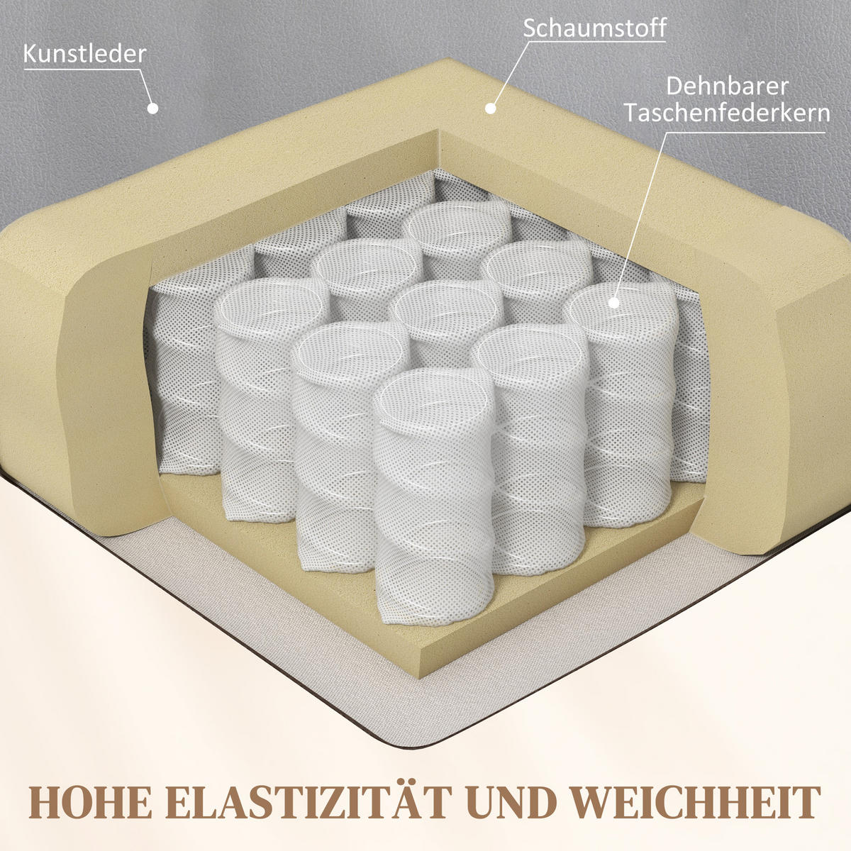 MASSAGESESSEL, Grau, Kunstleder, Metall - Grau, Kunststoff/Metall (99/106/89cm) - HOMCOM