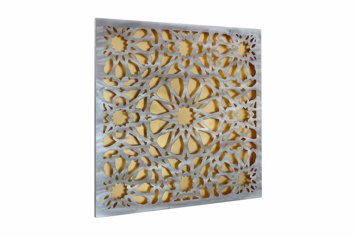 METALLBILD Gold 80/80 cm - Silberfarben/Goldfarben, Metall (3/80cm) - KUNSTLOFT