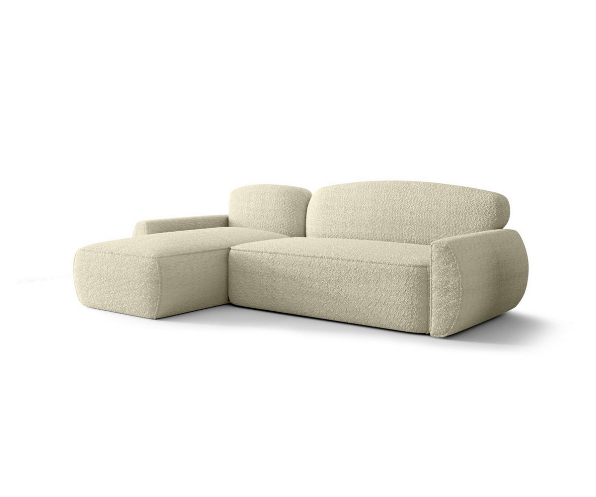 ECKSOFA mit Schlaffunktion LUCAS Quelle 02 Links - Ecru, Textil (240/145cm) - Bedante