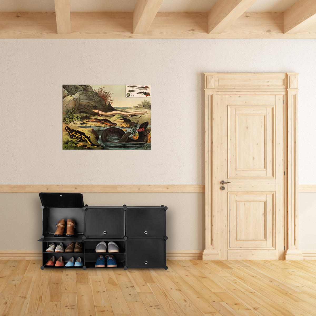 SCHUHSCHRANK - Schwarz, Kunststoff/Metall (85/95/31.5cm) - Relaxdays