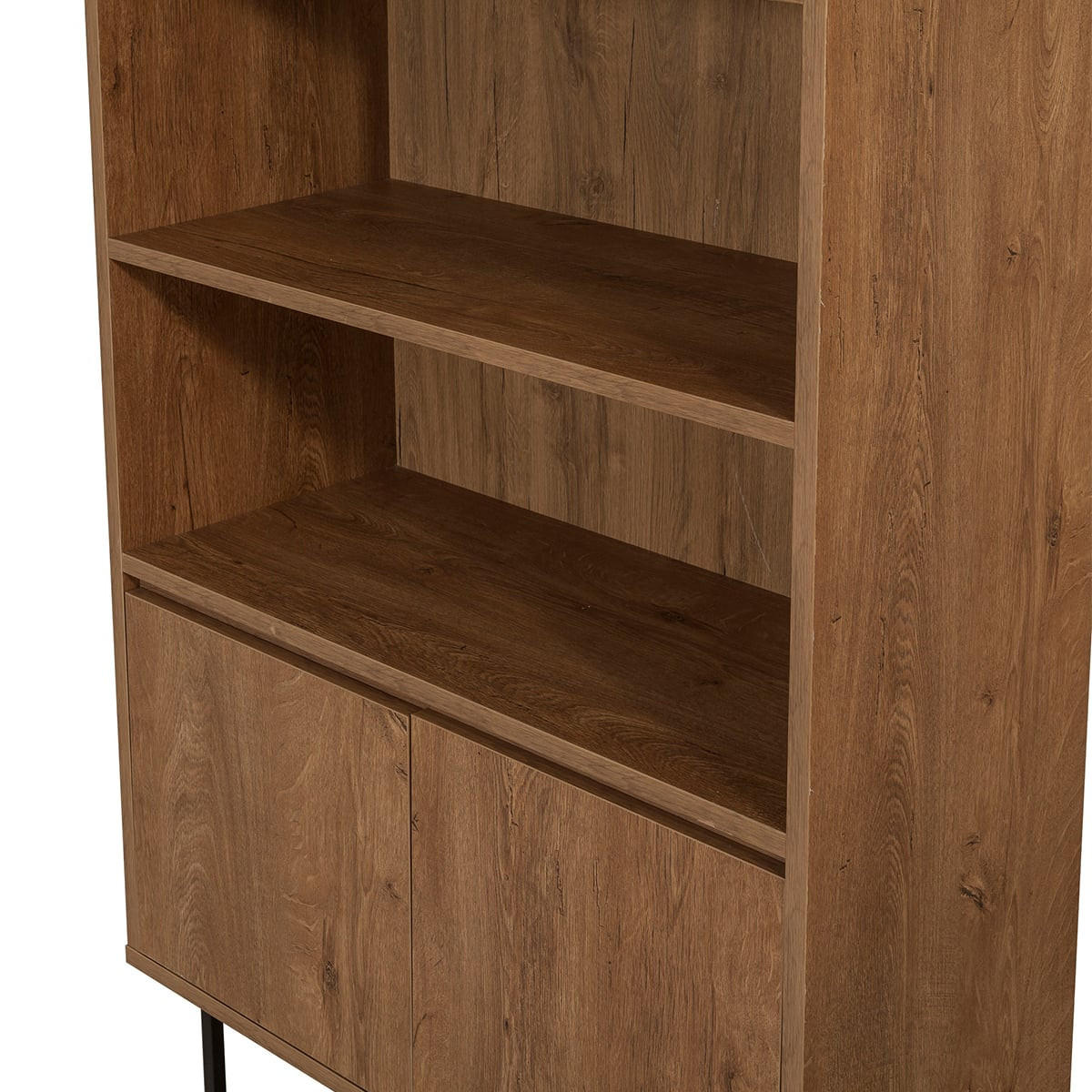 REGAL mit 3 Regalböden und 2 Türen, Nussbaumdekor, H182 cm - Rea - Nussbaumfarben, Holzwerkstoff (36/182/80cm) - Calicosy