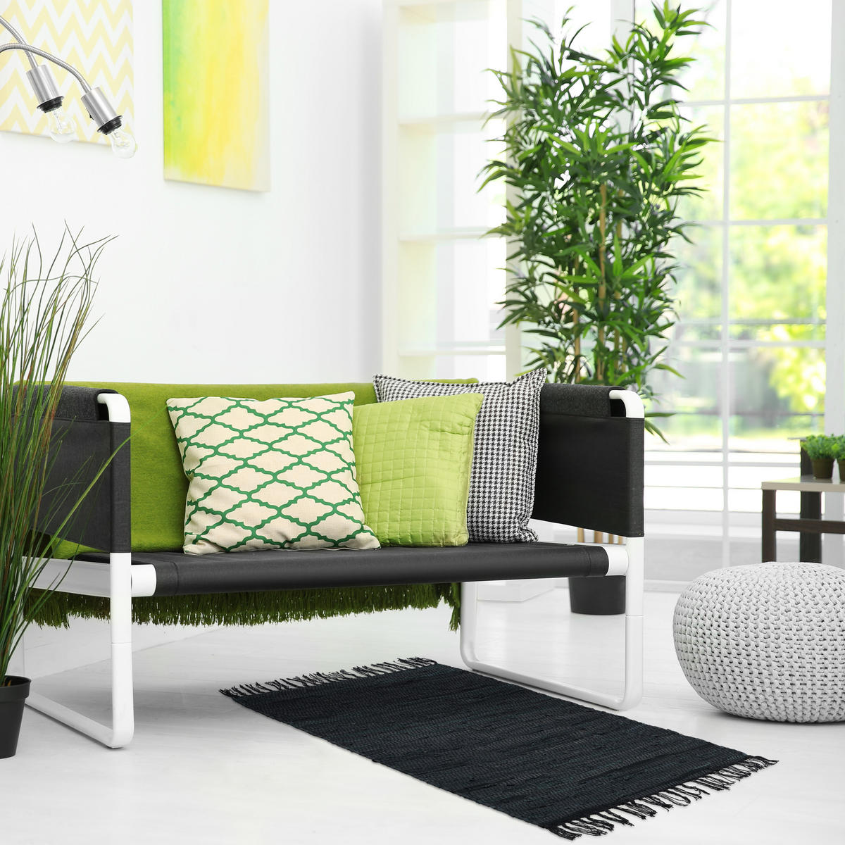 FLICKENTEPPICH - Multicolor, Leder/Textil (60/110cm) - Relaxdays