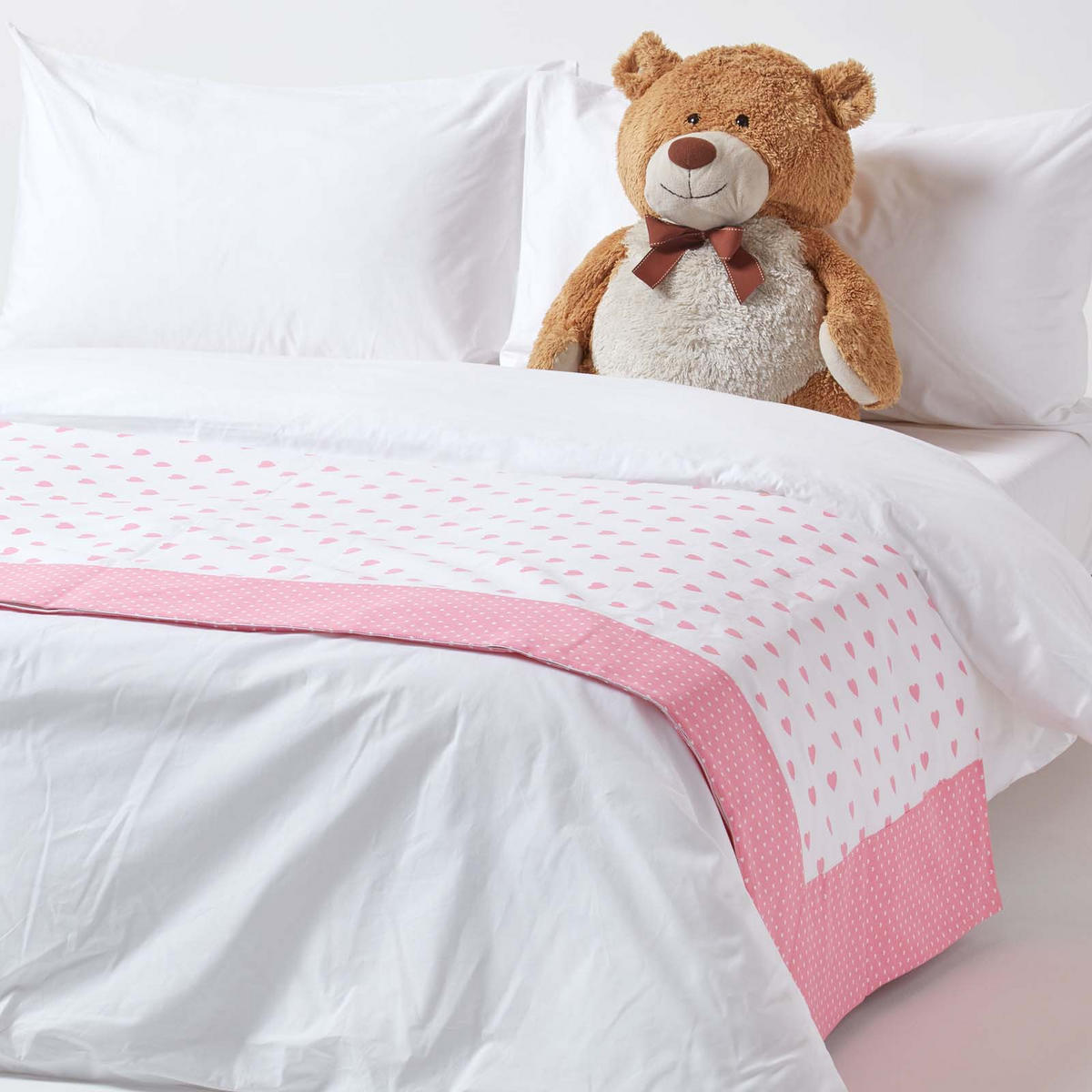 ÜBERWURF 150/200 cm, Herz-Muster, 100% Baumwolle - Rosa, Textil (150/200cm) - Homescapes