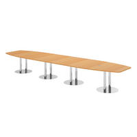KONFERENZTISCH XXL KT52 130/520/74 cm in Buchefarben/Chromsäulen - Chromfarben/Buchefarben, Holzwerkstoff (130/520/74cm) - bümö
