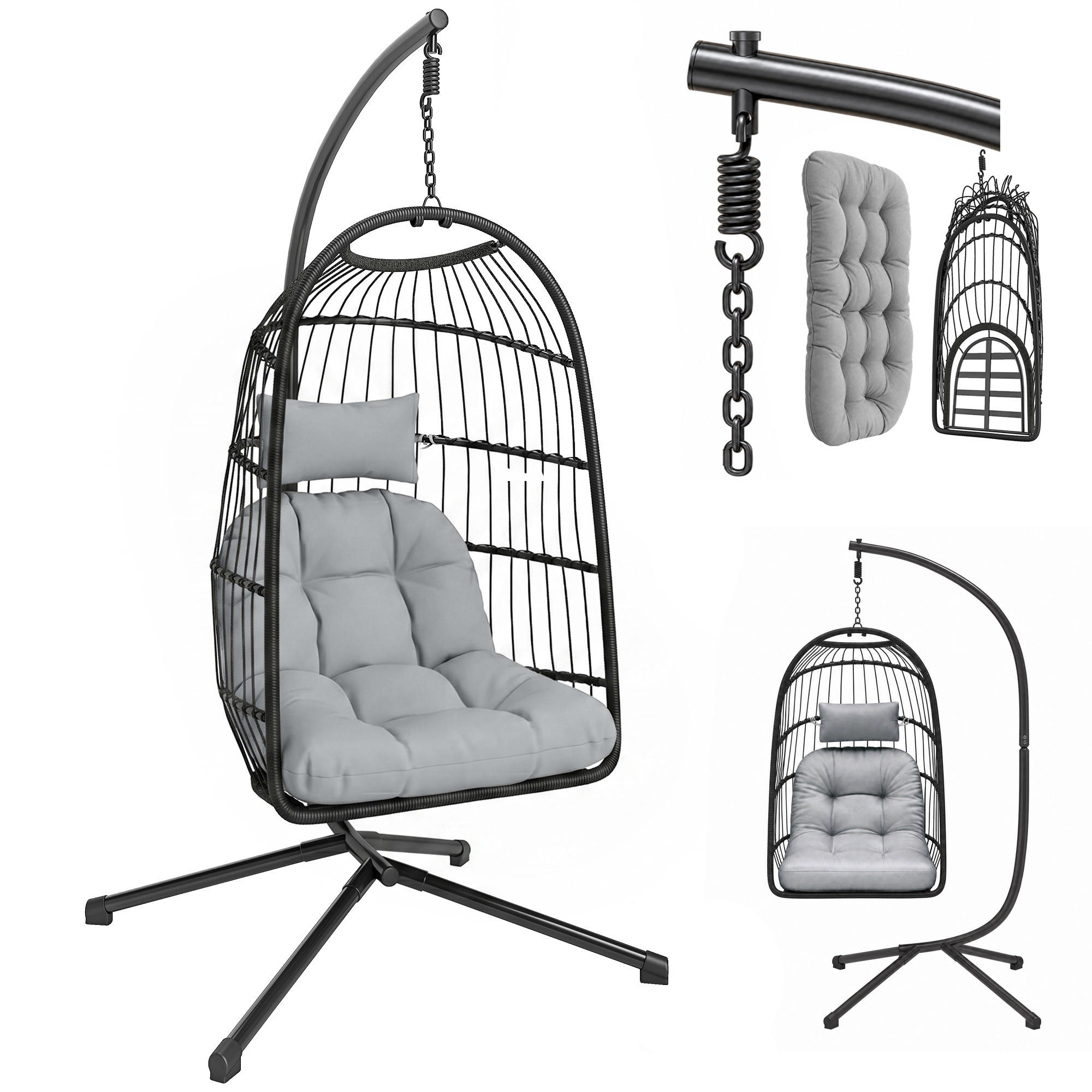 RATTAN-STUHL Hellgrau 105.0/101.0/196.0cm - Hellgrau, Metall (101/196/105cm)