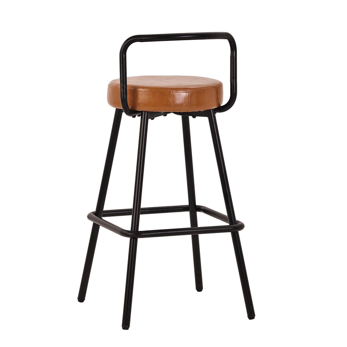 BARHOCKER 4-Tlg Ergonomisch, PU Leder, Eisenbeine, Braun - Braun, Metall (37/90.5/37cm) - FLIEKS