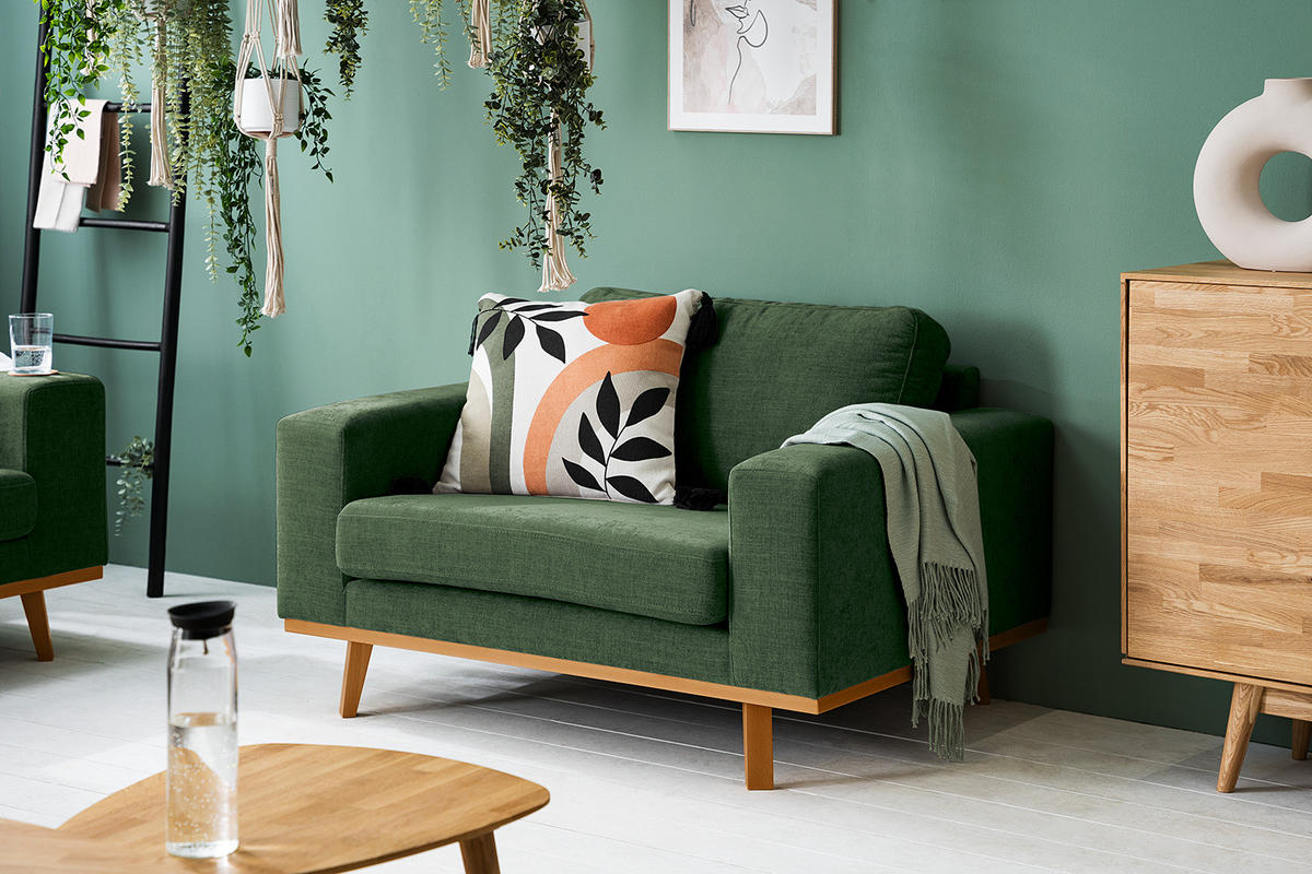 SESSEL - Dunkelgrün/Buchefarben, Buchenholz/Textil (122/81/88cm) - home24