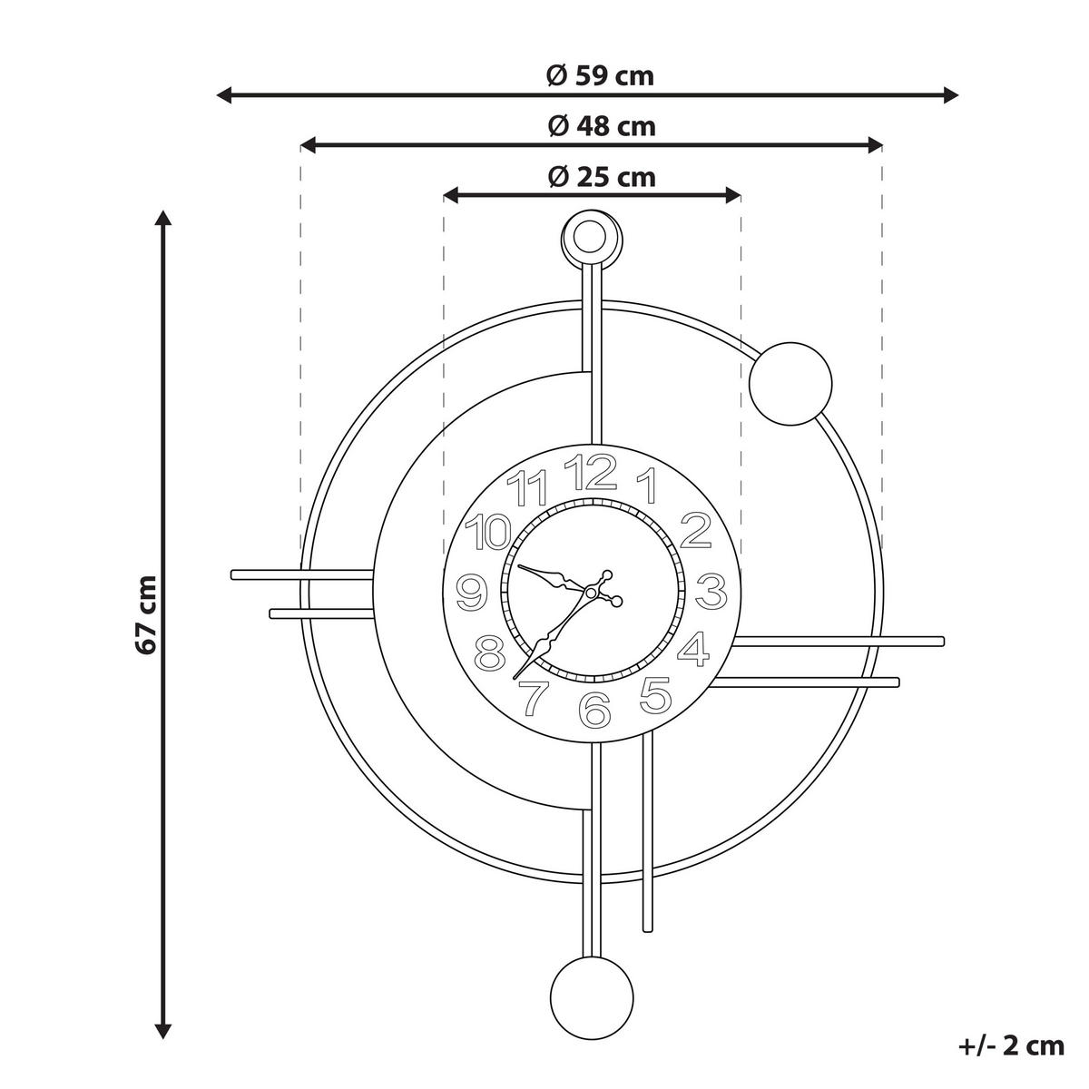 WANDUHR Metall gold/schwarz Allogny - Goldfarben, Metall (59/67/1cm) - Beliani