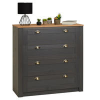 KOMMODE BOLTON - Anthrazit/Braun, Holz (91/93/40cm) - IDIMEX
