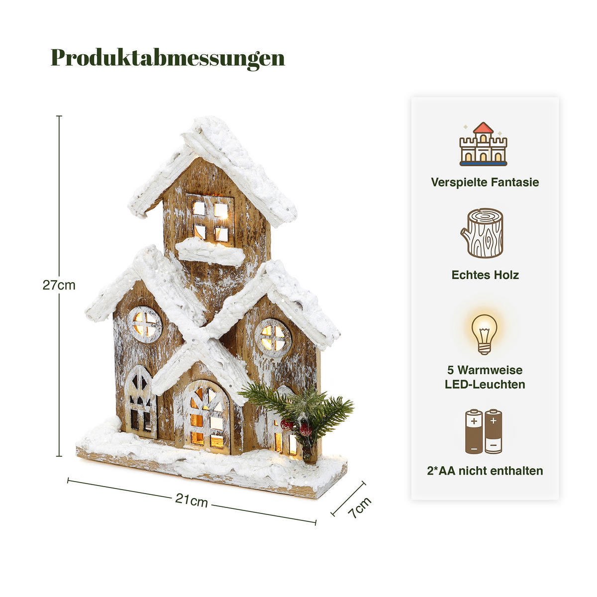 WEIHNACHTSHAUS HTHD0251 - Braun, Holz (7/27/21cm) - Hometopia