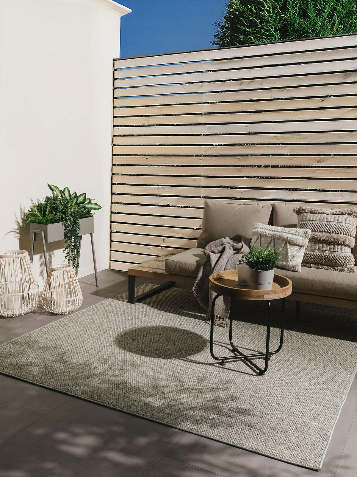 OUTDOORTEPPICH Iowa Hellgrau 300x300 cm - Hellgrau, Kunststoff (300/300cm) - benuta