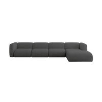 ECKSOFA Ottomane Rechts MIRA-L3 409x179x70 Dunkelgrau Velours - Dunkelgrau/Schwarz, Holzwerkstoff/Kunststoff (409/179cm) - ALTDECOR