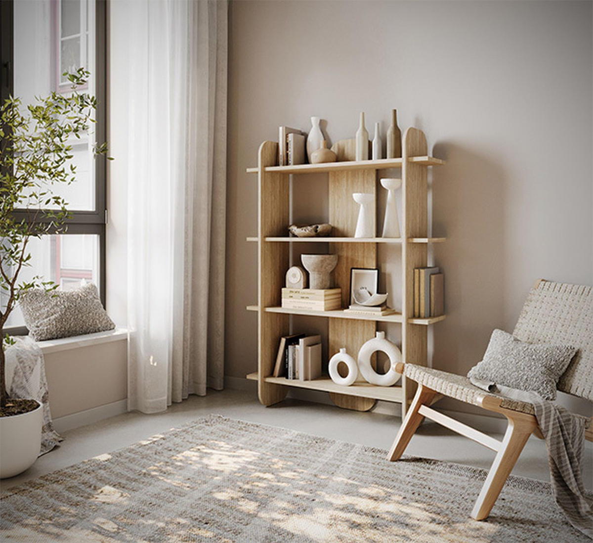 REGAL Livio Eichenholzoptik 107 cm - Beige, Holzwerkstoff (107.2/149.4/28cm) - Selsey