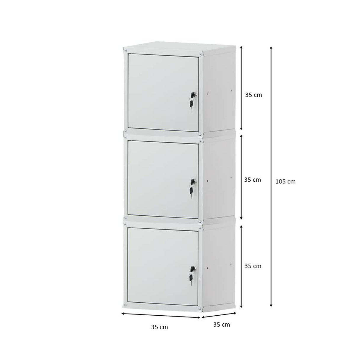 SCHLIESSFACHWÜRFEL Cubic 3er-Set 35x35x35 cm Grau - Grau, Metall (105/35/35cm) - PROREGAL