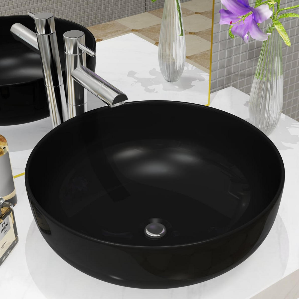 WASCHBECKEN Kulp 41.5/41.5/13.5 cm - Schwarz, Keramik (41.5/13.5/41.5cm) - Nettlife